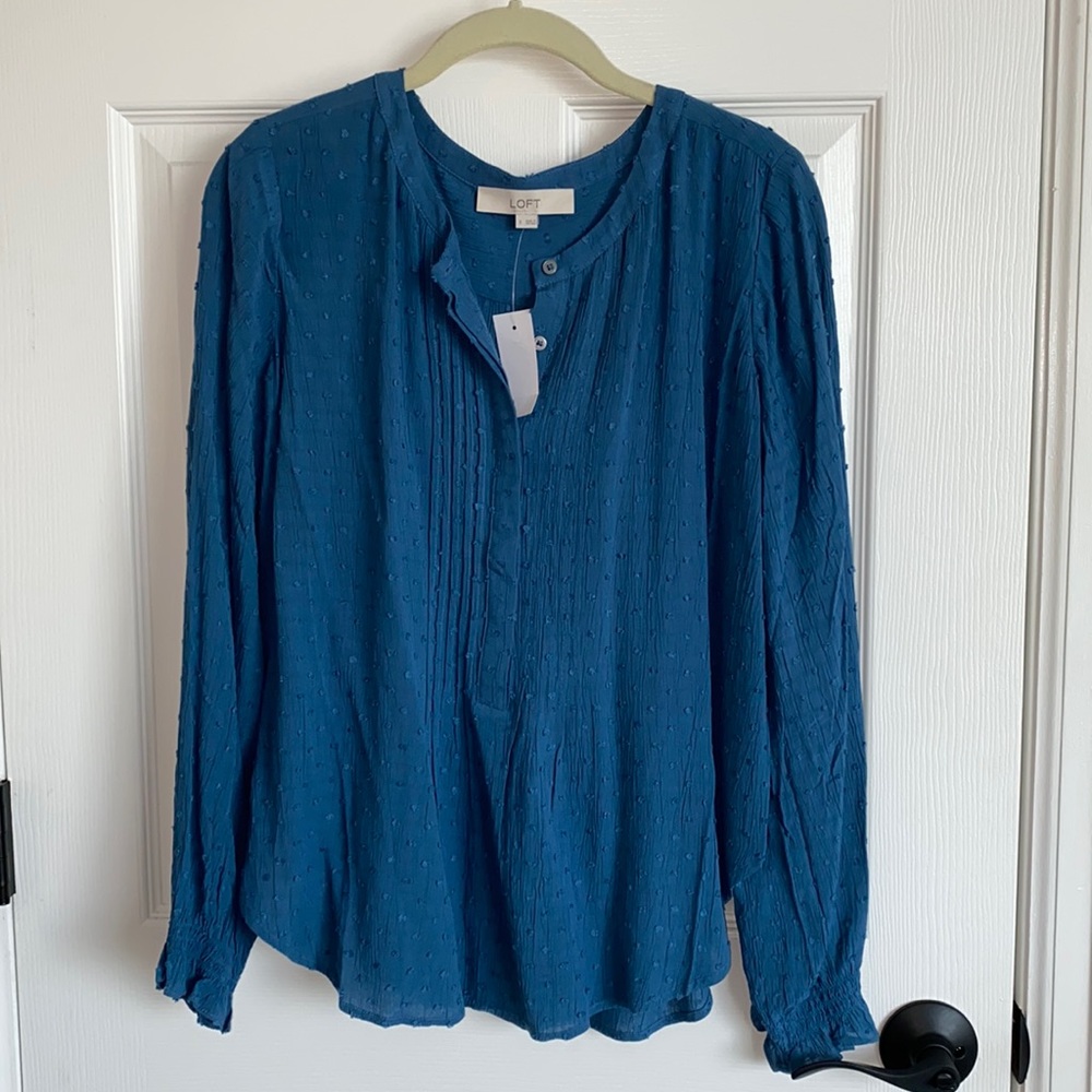 NWT Loft Blue Blouse S